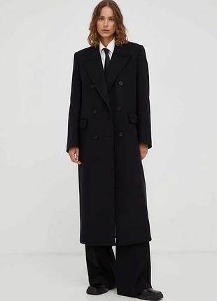 Шерстяное двубортное пальто макси от люксового бренда pierre cardin