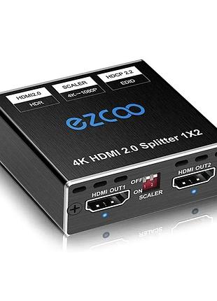 Ezcoo розгалужувач hdmi 1 на 2 сплітер 4k 60hz масштабування 4k 1080p,