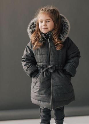 Зимове пальто до -30 морозу, натуральна опушка єнот тканина чорний лак монклер4 фото