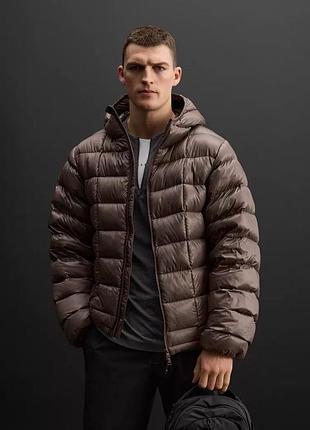 Шоколадный дутый пуховик zara new