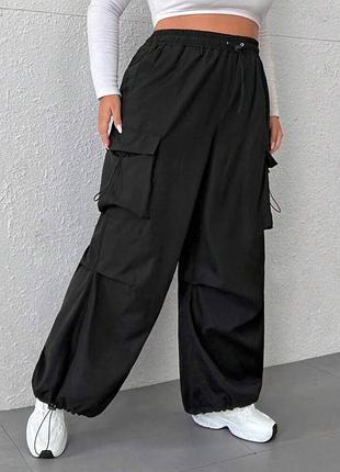 Shein plus size штаны карго черные 30 размер
