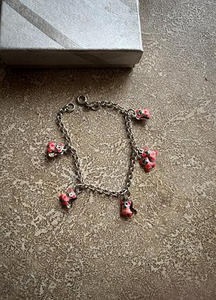 Серебряный браслет с мишками