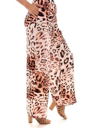Брюки палаццо клеш монкини легкие брюки с леопардовым принтом