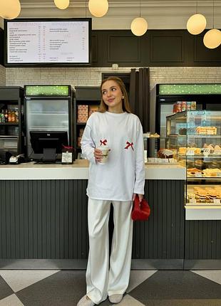 Женский трендовый лонгслив, водолазка с бантиками