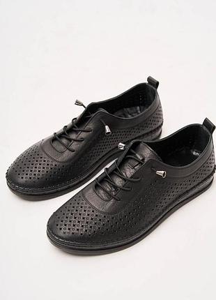 Женские мокасины anna lucci черного цвета из натуральной кожи с перфорацией