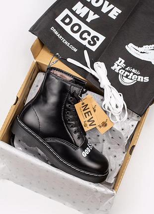 Dr martens g. queen black, женские ботинки, зимние с мехом