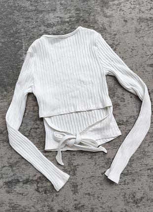 Лонгслів укорочений в рубчик кроп топ