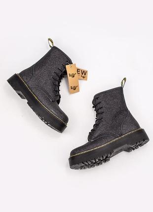 Зимові жіночі ботинки мартінси на платформі з хутром dr.martens jadon glitter6 фото