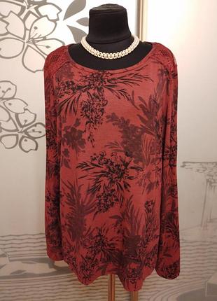Брендовая трикотажная вискозная блуза лонгслив большого размера