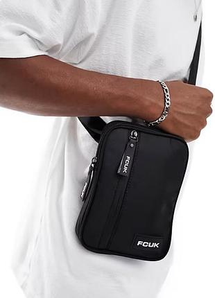 French connection fcuk flight bag black/​white tbxoj0103 сумка на плече месенджер барсетка оригінал