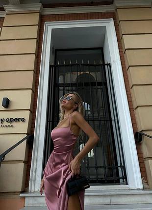 Шовкова сукня на завязках шнурівка максі в підлогу відкрита спинка виріз по ніжці