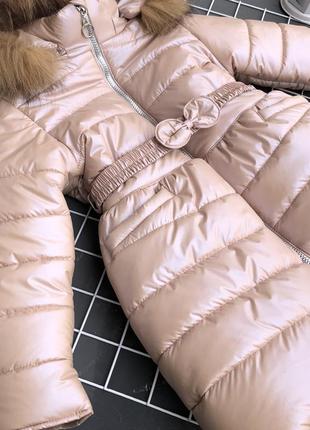 Зимове пальто з якісної тканини хутро натуральне4 фото