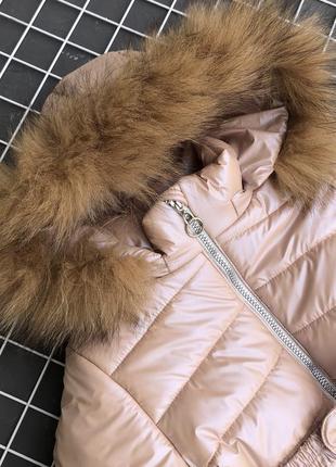 Зимове пальто з якісної тканини хутро натуральне6 фото