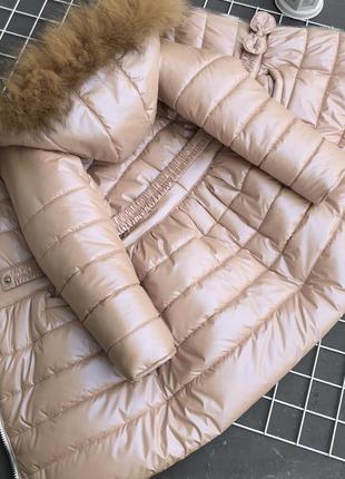 Зимове пальто з якісної тканини хутро натуральне8 фото