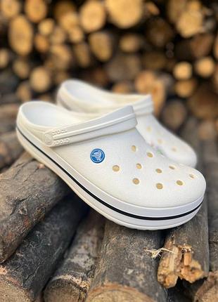 Crocs crocband white жіночі/чоловічі крокси в білому кольорі