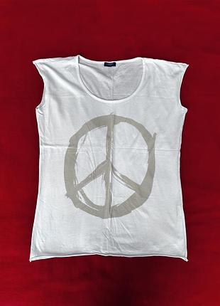Біла футболка бавовна знак миру conleys blue розмір xs - s