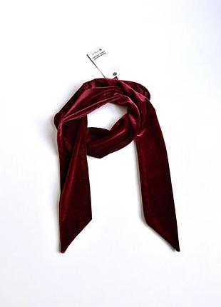 Велюровий шарф zara кольору бургунді
