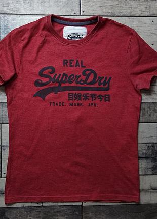 Мужская хлопковая модная винтажная футболка superdry в кирпичном цвете размер м3 фото