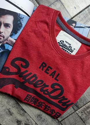 Мужская хлопковая модная винтажная футболка superdry в кирпичном цвете размер м4 фото