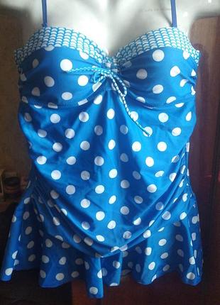 Купальное бело голубое платье без плавок 48 укр2 фото