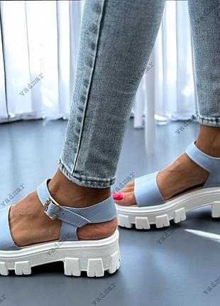 36-41 рр босоножки натуральная кожа/замша на платформе черный, белый, красный, голубой, пудра3 фото