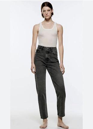 Джинсы высокие мом zara mom рваные