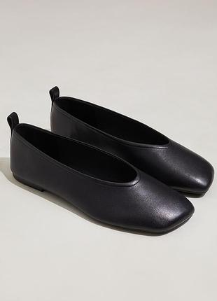 Балетки женские черные кожаные hm new