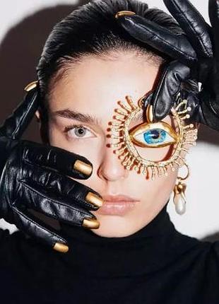 Вінтажна брошка в стилі elsa schiaparelli у формі ока, красива брошка око зі стразами