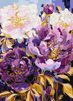 Metallic extra картина за номерами - квітковий калейдоскоп з фарбами металік extra kho3266  40х50 см