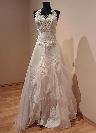 Корсетное свадебное платье со стразами xs, s,m, l, xl