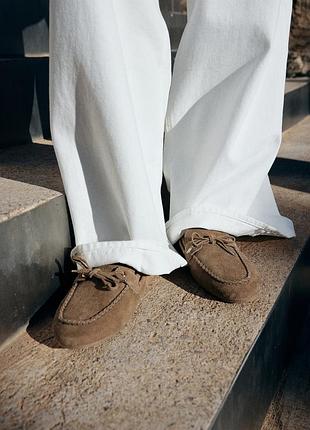 Шкіряні бежеві мокасини жіночі hm new