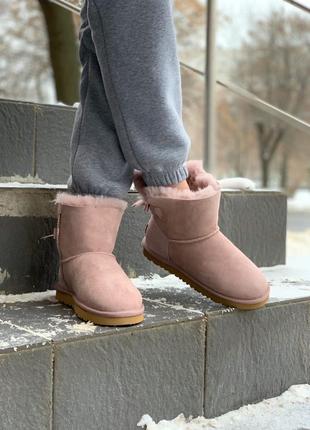 🌺🎀ugg bailey mini pink🎀🌺розовые угги с бантом, зима мех2 фото