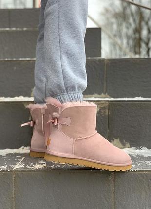 🌺🎀ugg bailey mini pink🎀🌺розовые угги с бантом, зима мех3 фото