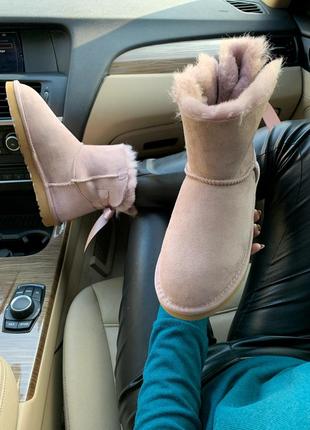 🌺🎀ugg bailey mini pink🎀🌺розовые угги с бантом, зима мех7 фото