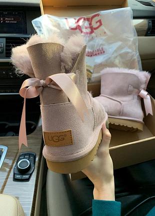 🌺🎀ugg bailey mini pink🎀🌺розовые угги с бантом, зима мех10 фото