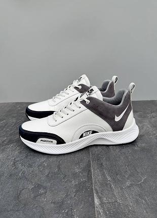 Зручні чоловічі кросівки натуральна шкіра білого кольору nike