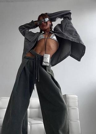 Штаны спортивные графит широкие