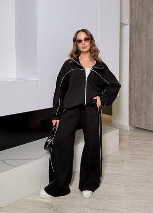 ‼️не кошлатиться‼️весенний спортивный костюм двойка трехнитка петля, женский костюм на весну без капюшона с лампасами, 003