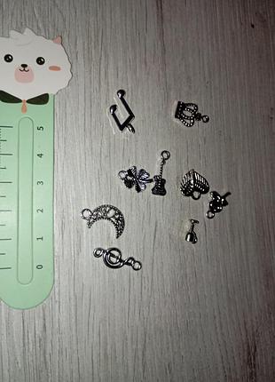 Подвески серебристые гитара, нота, сердце, месяц, бокал и другие для создания украшений