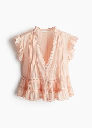 Блуза женская розовая с воланами hm new