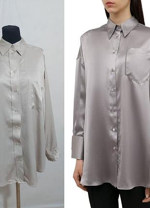 Атласная рубашка оверсайз h&m