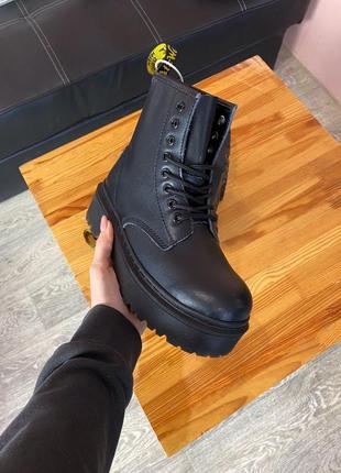 Dr martens jadon mono black чёрные ботинки на толстой подошве доктор мартинс жадон2 фото