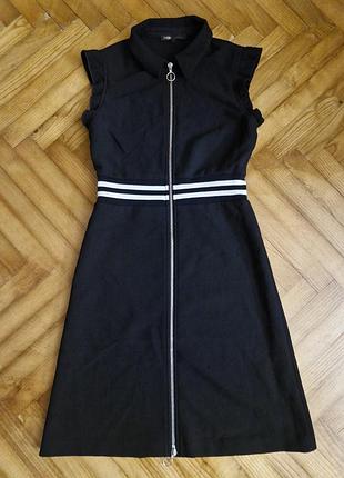 Maje-черное трикотажное платье с молнией, p.-1