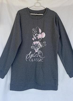 Свитшот, платье темно серое,  мини minnie mouse, l
