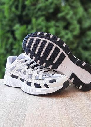 Мужские качественные и стильные кроссовки nike p-6000 sail wolf grey белые с черным