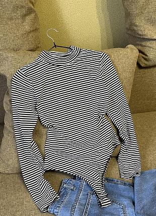 Черно-белое боди гольф в полоску primark