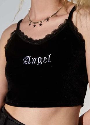 Angle топ кроп топ оксамитова майка ангел бархатна y2k dollskill