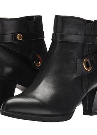 Жіночі шкіряні чорні ботильйони anne klein 37.5-38 розмір чобітки на каблуку