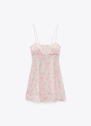 Розпродаж сатинова атласна сукня в квітковий принт нова колекція zara