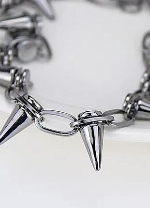 Чокер ланцюжок на шию "шипи" (браслет, 3 в 1) сріблястий, унісекс wuke2 фото